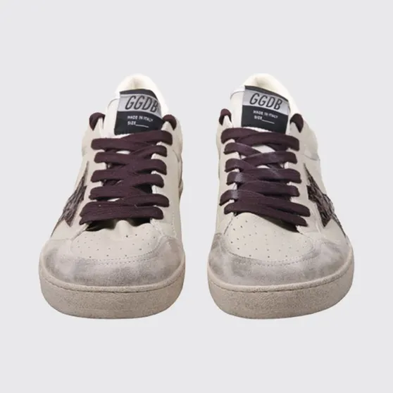 Golden goose Vintage-Effect Ball Star Leather Sneakers with Contrast Logo White (GMF00117F00873515985)