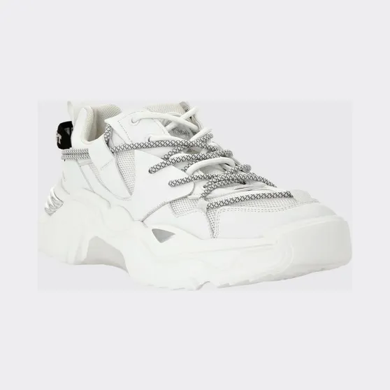 Plein Sport Lace-Up Low-Top Sneakers in Mesh with a Branded Pull-Tab White (AABSUSC0351STE003N01)