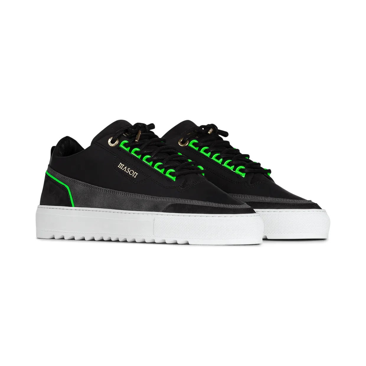 Mason Garments Firenze Gomma/Suede/Nubuck/Reflective Black/Asfalto/Fluo Green (FW20-14B)