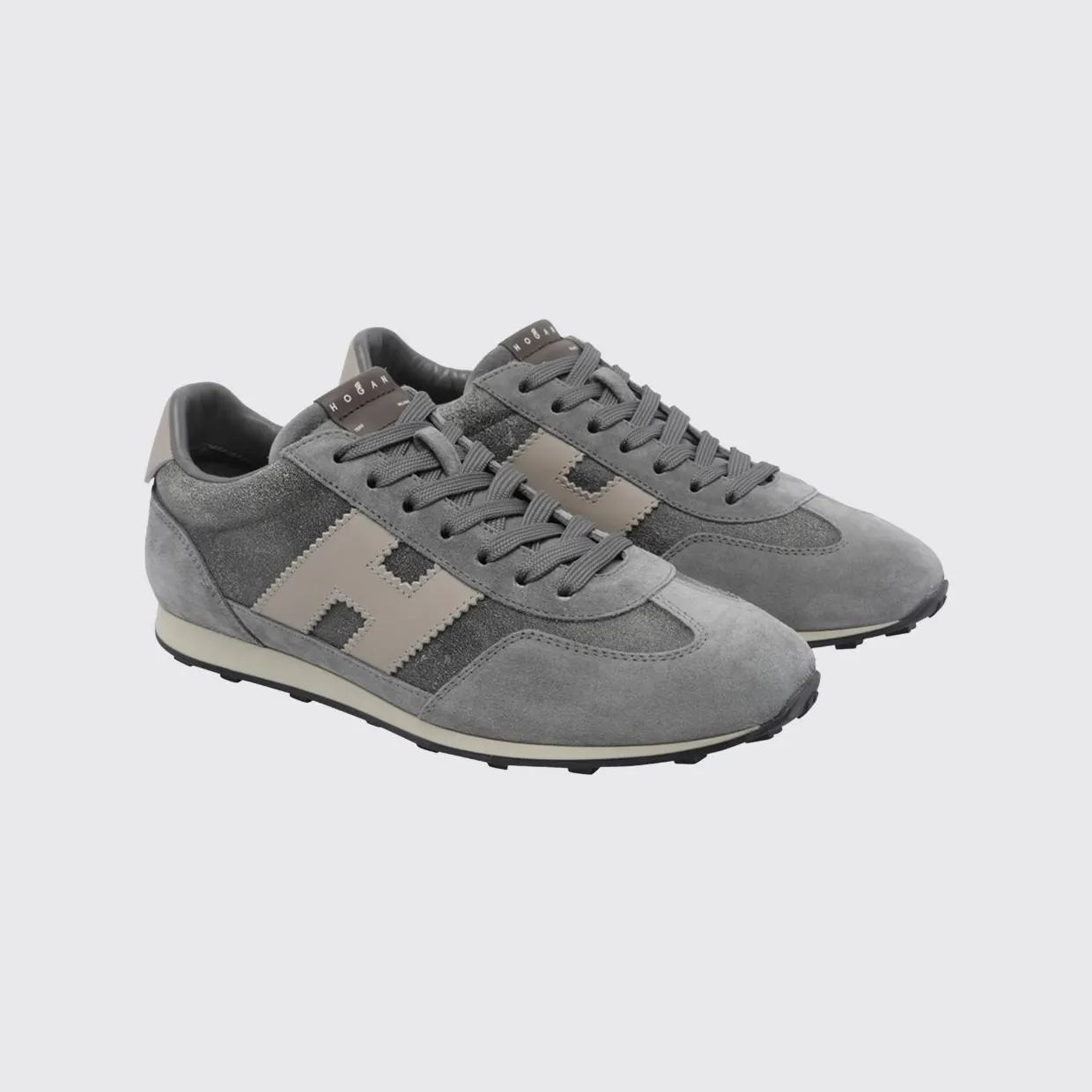 Hogan H699 Sneakers in Calfskin and Suede with Notched Sole Grey (HXM6990GH00VGV6L58)