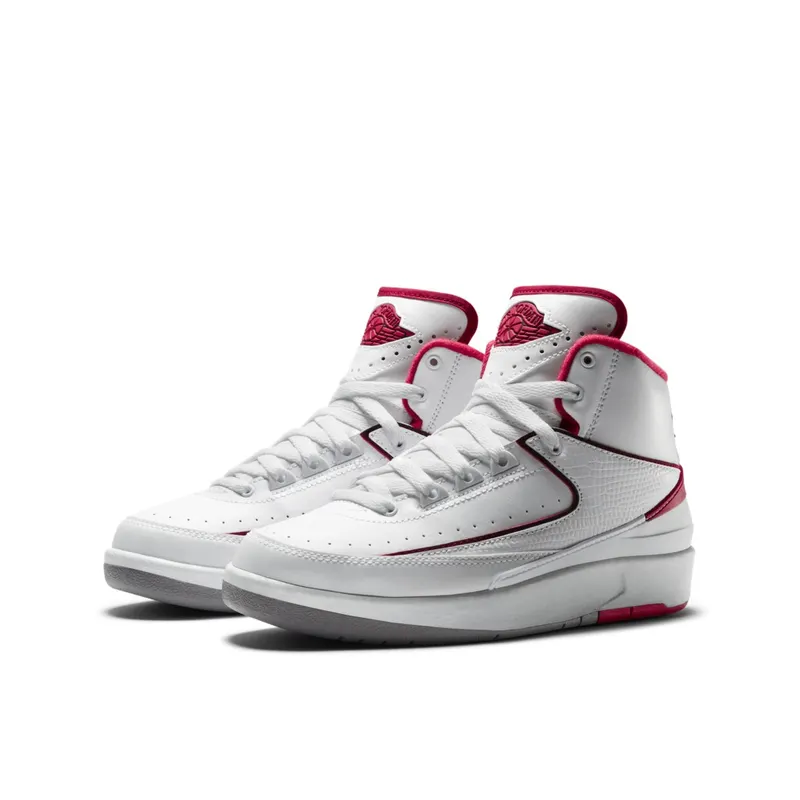 Jordan 2 Retro White Red 2014 (GS) White/Black-Varsity Red-Cement Grey (395718-102)