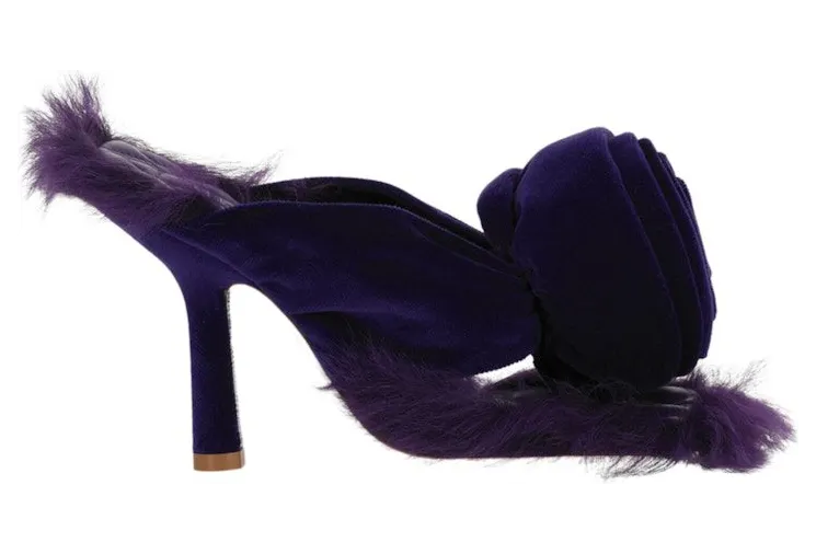 Burberry Step Rose Velvet Heeled Sandals Purple (8075600)