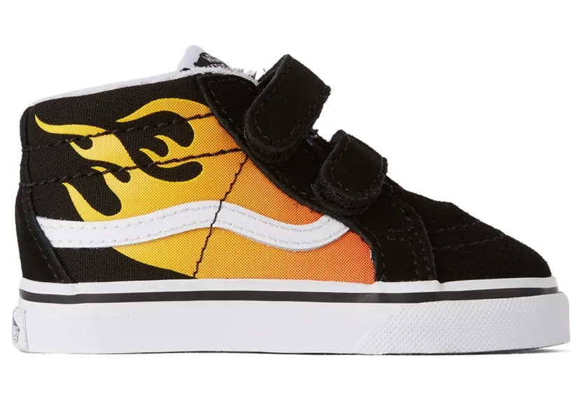 Vans Baby Black & Yellow Hot Flame Sk8-Mid Reissue V Sneakers (T VN0A5DXD99C)