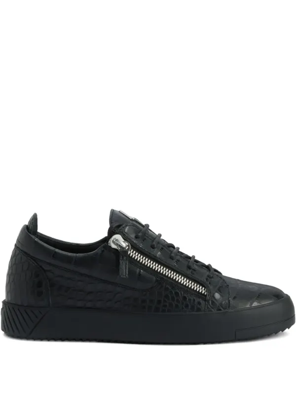 Giuseppe Zanotti Frankie sneakers with krokodillen-reliëf and rits – Black (RU50029H03)