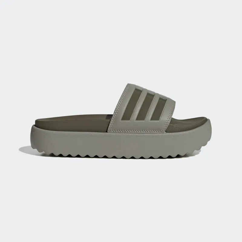 adidas Adilette Platform Slides Silver Pebble Olive Strata (HQ6180)