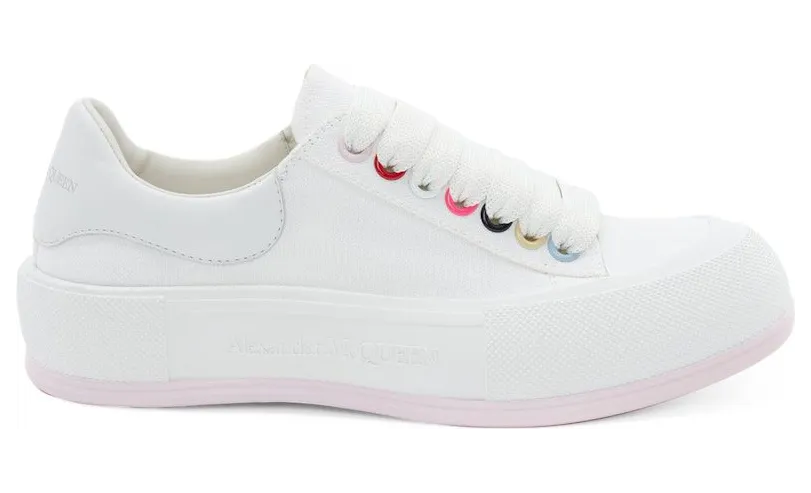Alexander McQueen Deck Skate Plimsoll Lace-Up White Multi (654593W4MVR9548)