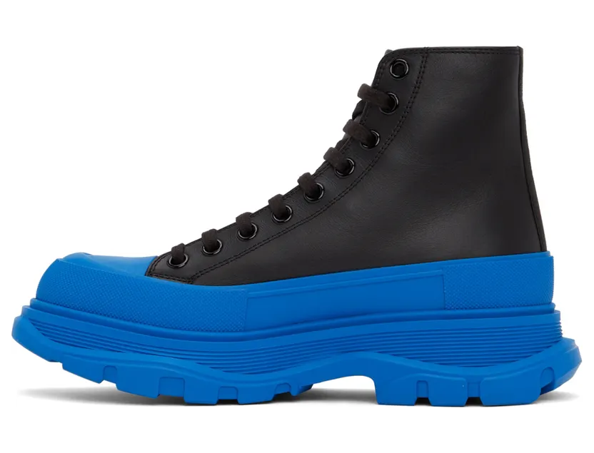 Alexander McQueen Black & Blue Tread Slick High Sneakers (627206WHZ62) (3)