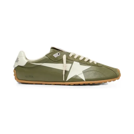 Golden Goose Marathon Speed aus olivgrünem Leder mit cremefarbenen Stern (GMF00892F008456)
