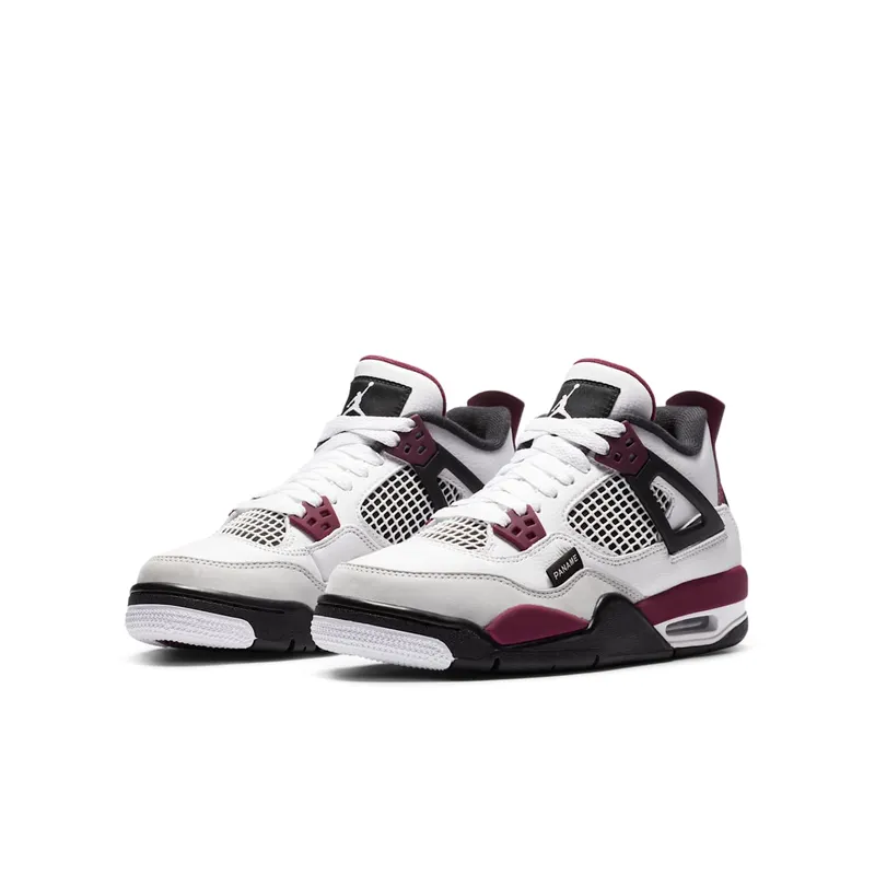 Jordan 4 Retro PSG Paris Saint-Germain (GS) White/Bordeaux-Neutral Grey-Black (CZ6509-100)