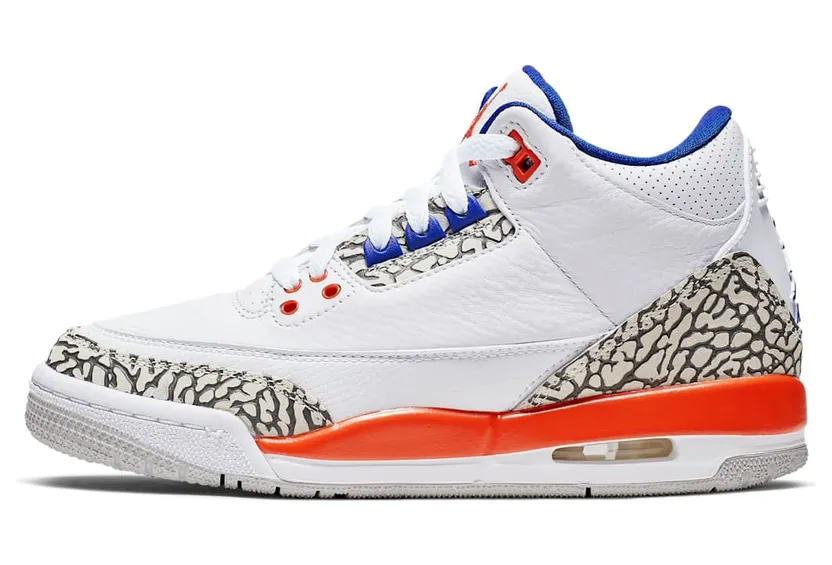 Air Jordan 3 Retro GS Knicks “White / University Orange / Tech Grey / Old Royal” (398614-148)