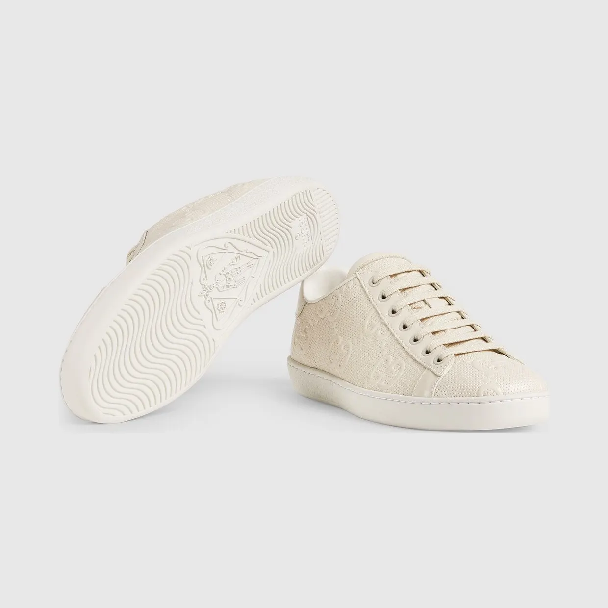 Gucci Ace GG Embossed Cream (W) (660135 1XK10 9022) (6)