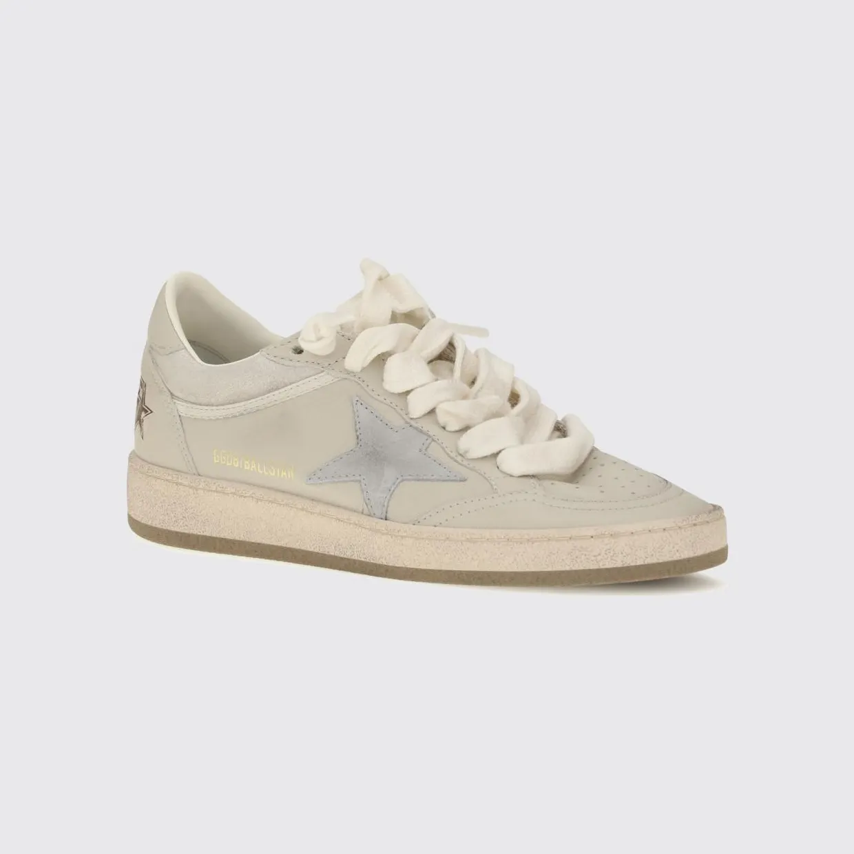 Golden goose Ball Star Distressed Laminated Leather Sneakers with Contrast Logo Cream (GWF00771F00870112522)