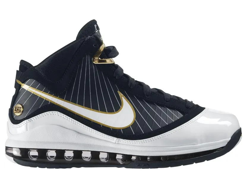 Nike Air Max LeBron 7 ‘Black White Gold’ Black/White-Metallic Gold (375664-011)