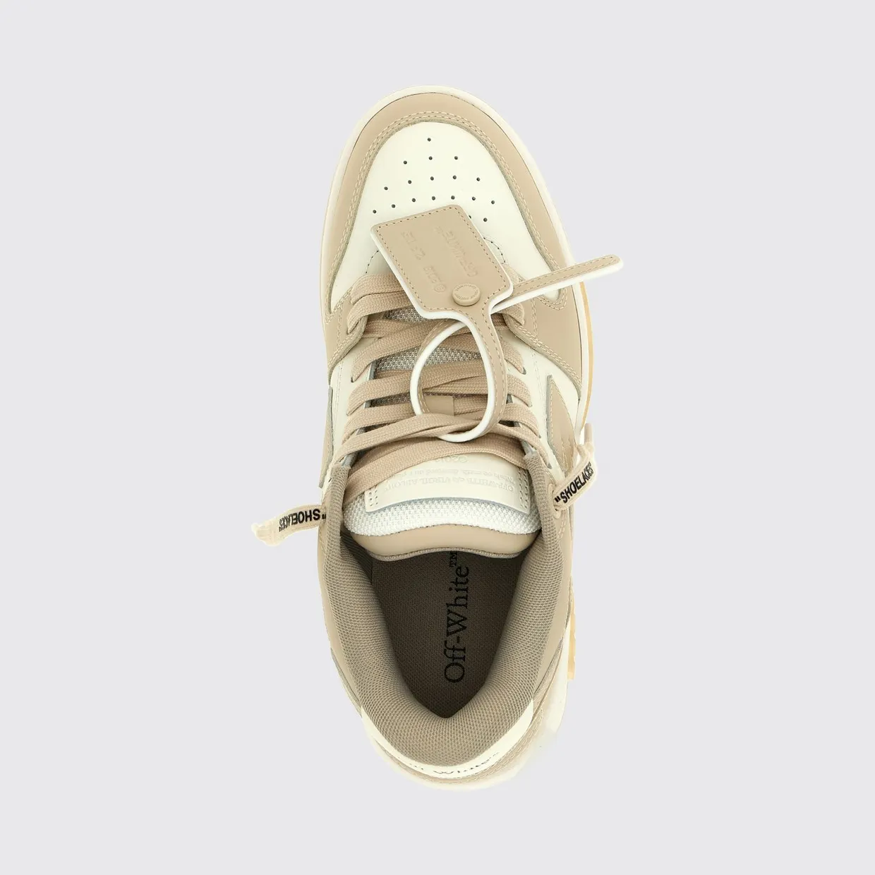 Off-White Out Of Office Bicolor Leather Sneakers with Applied Logo Beige (W259C9L0060161) (3)