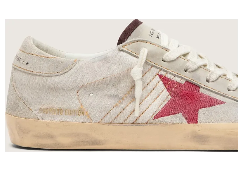 Golden Goose Women’S Super-Star Ltd In White Pony Skin With Red Suede Star (GWF01110.F008561.10350) (4)
