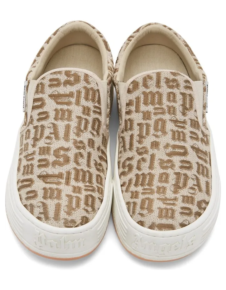Palm Angels Beige & Brown Monogram Snow Slip Sneakers (PMIA063F21FAB0016061) (5)