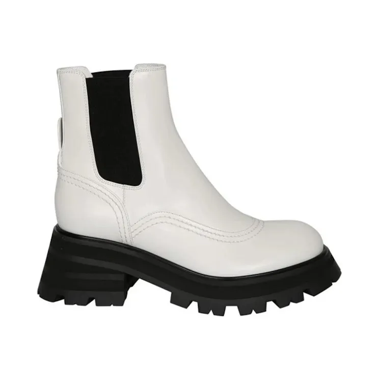 Alexander McQueen Wander Chelsea Boots White Black (666368WHZ849360)
