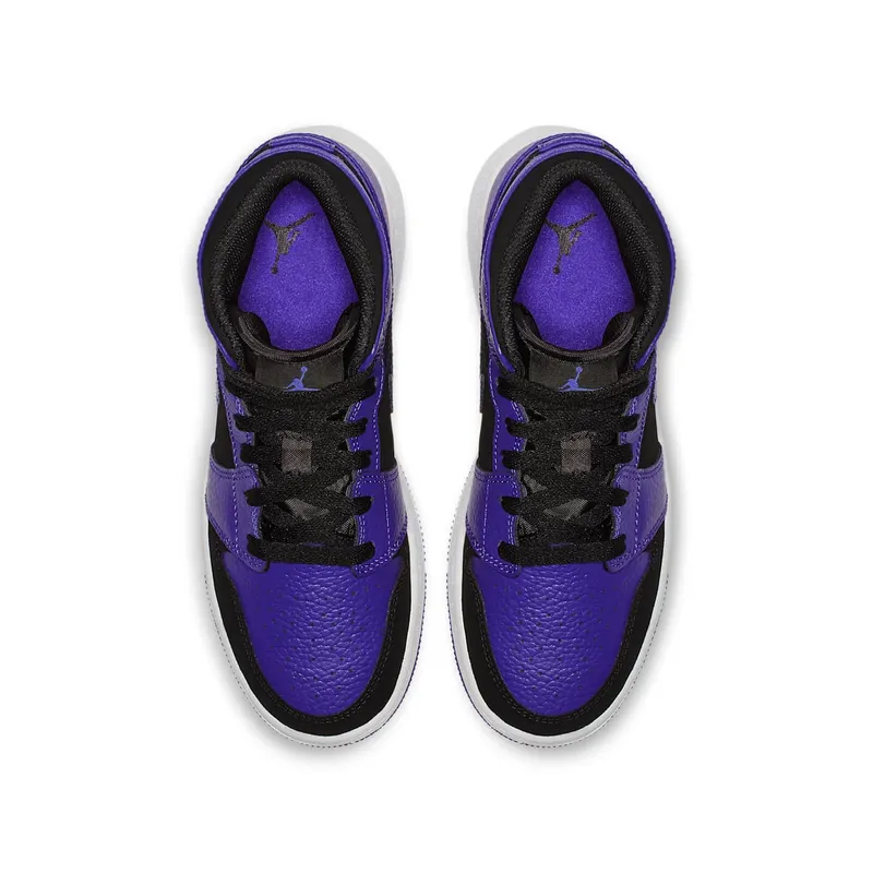 Jordan 1 Mid Black Dark Concord (GS) Black/Dark Concord-White (554725-051)