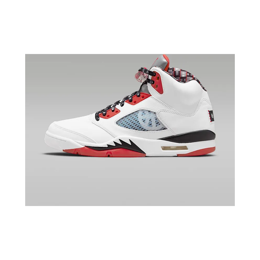 Air Jordan 5 Quai 54 White University Red Black (2021) (DJ7903-106)