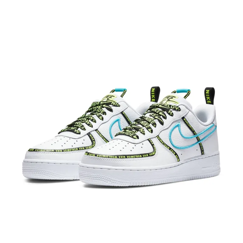 Nike Air Force 1 Low Worldwide White Blue Fury Volt White/Blue Fury-Black-White (CK7213-100)