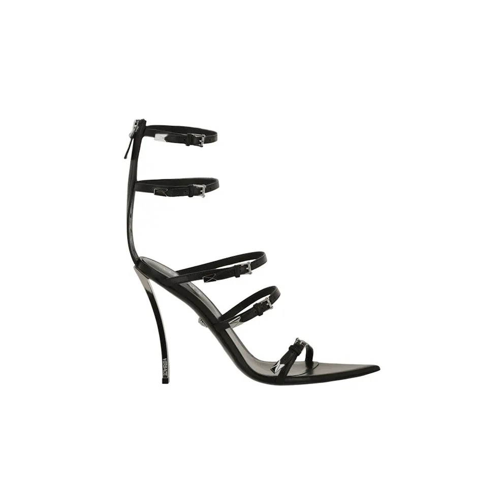 Versace Pin-Point Calf Leather Sandals Black (1009996-DVT2P-1B00P)