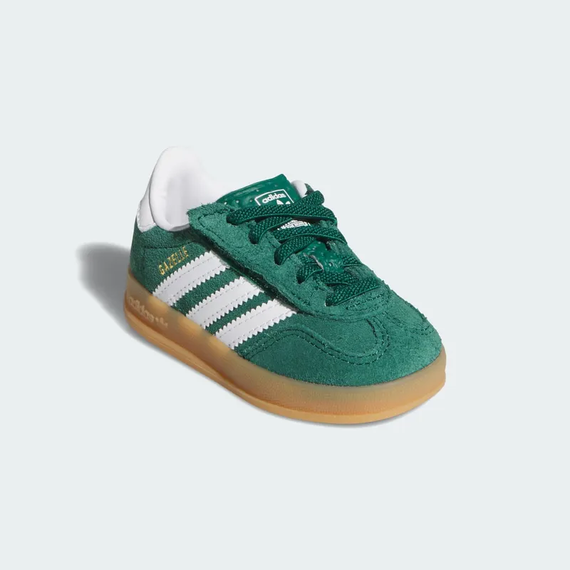 Adidas GAZELLE INDOOR COMFORT CLOSURE ELASTIC LACE Shoes Collegiate Green / Cloud White / Gum (IH9130)