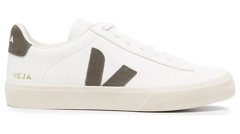 Veja White & Khaki Leather Campo Sneakers (CP0502347)