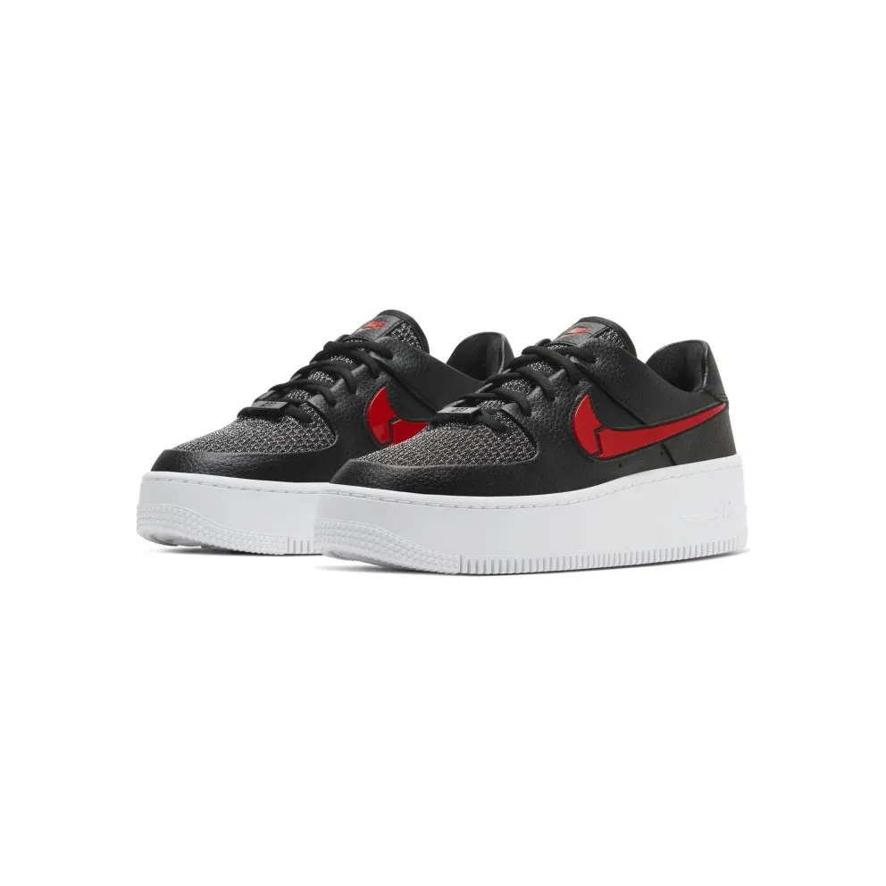 Nike Air Force 1 Sage Low Valentines Day 2020 (W) Black/Metallic Silver-University Red (CU4759-001)