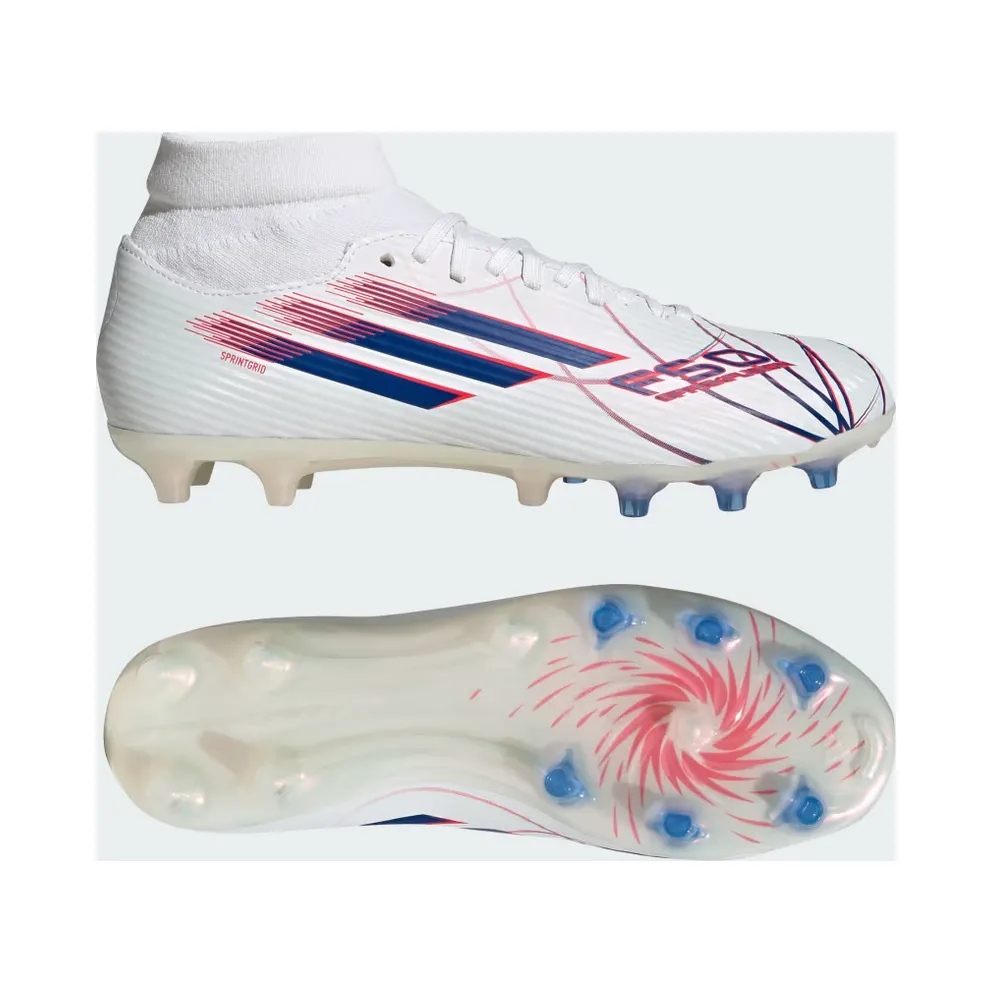 adidas F50 Sparkfusion League Mid Cut Firm Ground / Artificial Ground Football Boots Womens “Cloud White / Royal Blue / Lucid Red” (KJ1437)