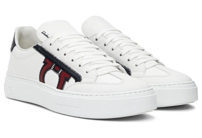 Salvatore Ferragamo White Gancini Sneakers (753142 02B726042) (4)