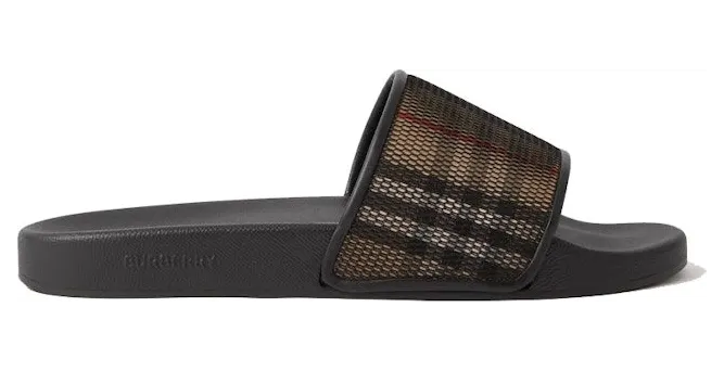 Burberry Check Cotton Mesh Slides Black (80655781)