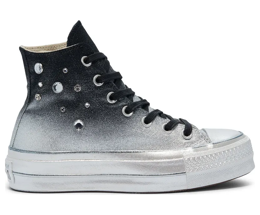 Converse Chuck Taylor All Star Lift High Top Black Silver Stud (569128C)
