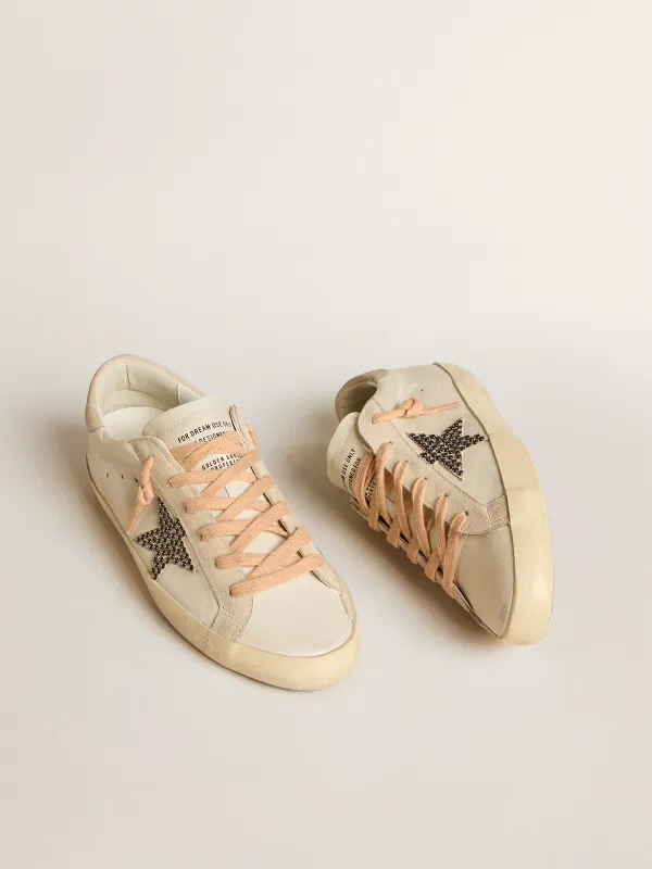 Golden Goose Super-Star Ltd In Leather With Beige Suede Star With Swarovski Studs (GWF00101.F005949.10318) (2)