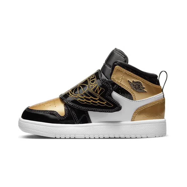 Sky Jordan 1 Mid “Black / White / Metallic Gold” (DV6069-071)