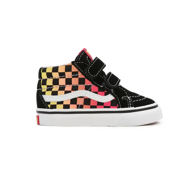 VANS Flame Logo Repeat Sk8-mid Reissue Velcro Toddler Shoes Black (VN0A5DXDABX)
