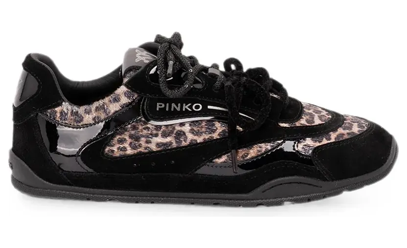 PINKO Yulia 01 leopard-print panelled sneakers – Zwart (SS0185P154)