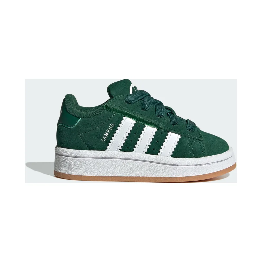 adidas Campus 00s Comfort Closure Elastic Lace Shoes Kids Dark Green / Cloud White / Gum (JI4333)