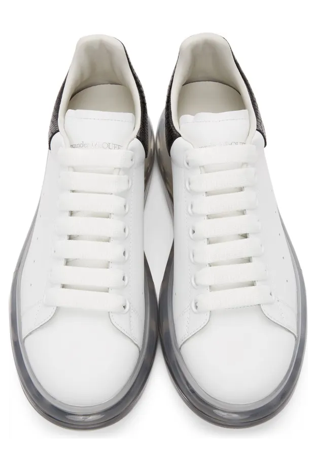 Alexander McQueen White & Brown Croc Clear Sole Oversized Sneakers (645872WHZ4P) (5)