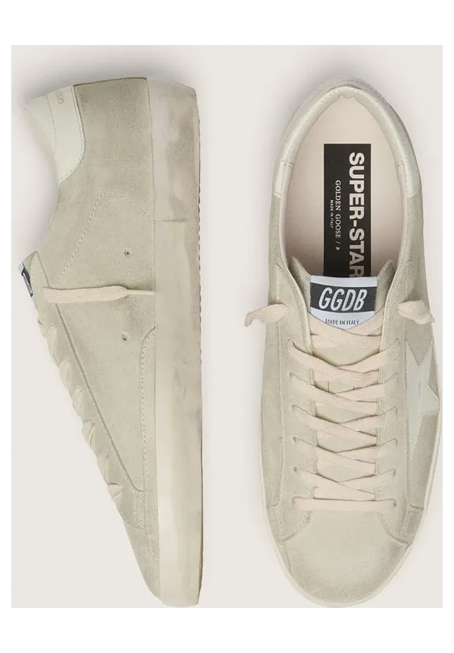 Golden Goose Men’S Super-Star In Light Gray Suede With White Leather Star (GMF00101.F008924.60727) (4)