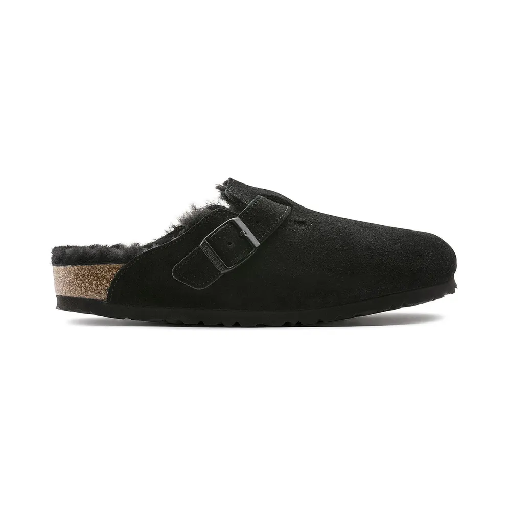 Birkenstock Boston Shearling (Medium/Narrow Fit) Suede Leather Black – “Black” (259883)