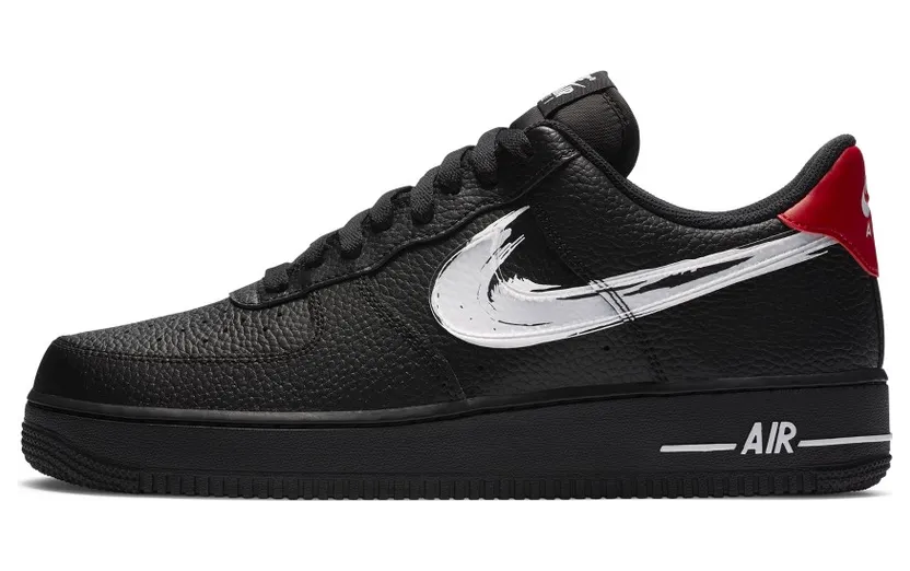 Nike Air Force 1 Low ‘Brushstroke Swoosh – Black’ Black/White/University Red (DA4657-001)