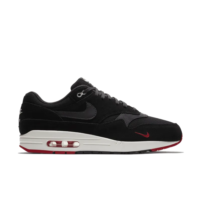 Nike Air Max 1 Mini Swoosh Bred Black/Oil Grey-University Red (875844-007)