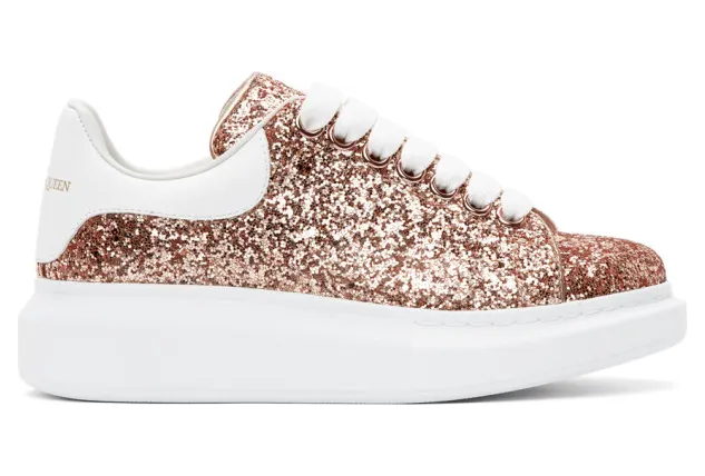 Alexander McQueen Pink Glitter Oversized Sneakers (558944W4PZ1)