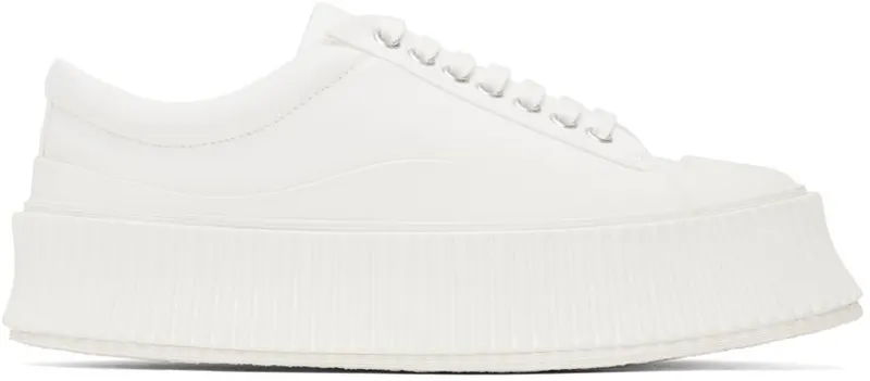 Jil Sander White Canvas Platform Sneakers (J32WS0018_P4868)