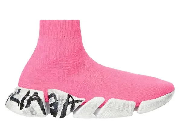 Balenciaga Speed 2.0 Graffiti Recycled Knit Fluo Pink (617196W2DD55091)
