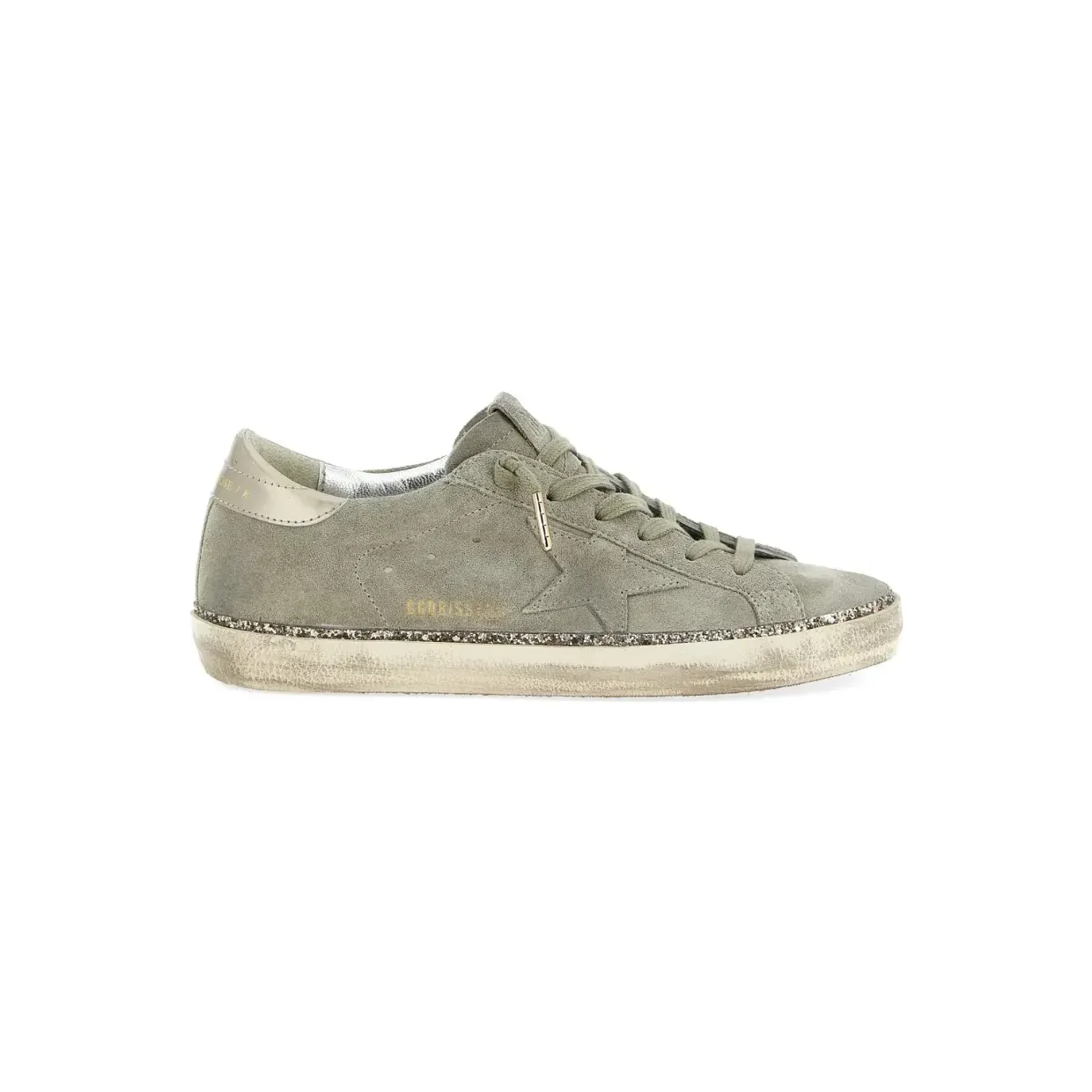 Golden Goose Super-Star leren met glitter “Green” (GWF00857F008059)