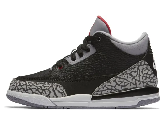 Air Jordan 3 Retro OG PS ‘Black Cement’ 2018 Black/Fire Red-Cement Grey (429487-021)