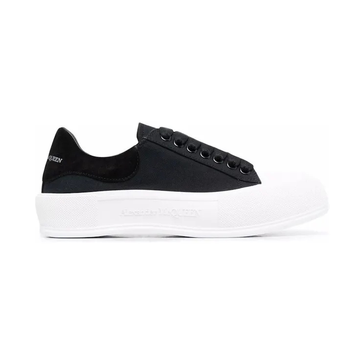 Alexander McQueen Deck Skate Plimsoll Lace-Up Black White (654594 W4MV7 1070)