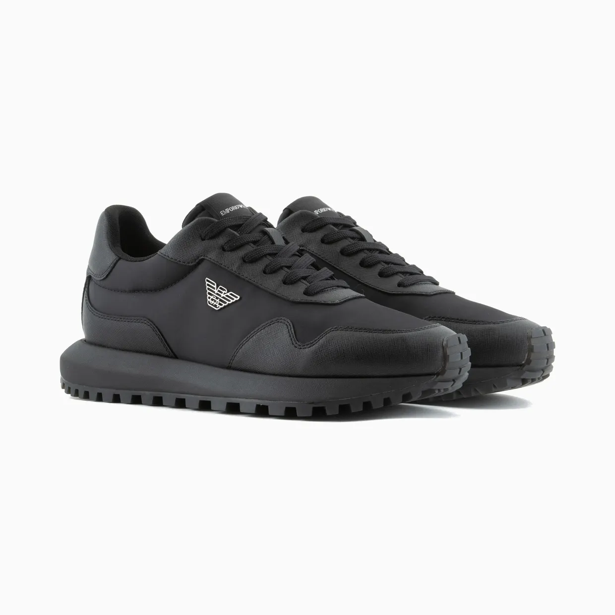 Armani Recycled Nylon Sneakers With Regenerated Saffiano Details (EM003738-AF19532-MC005) (2)