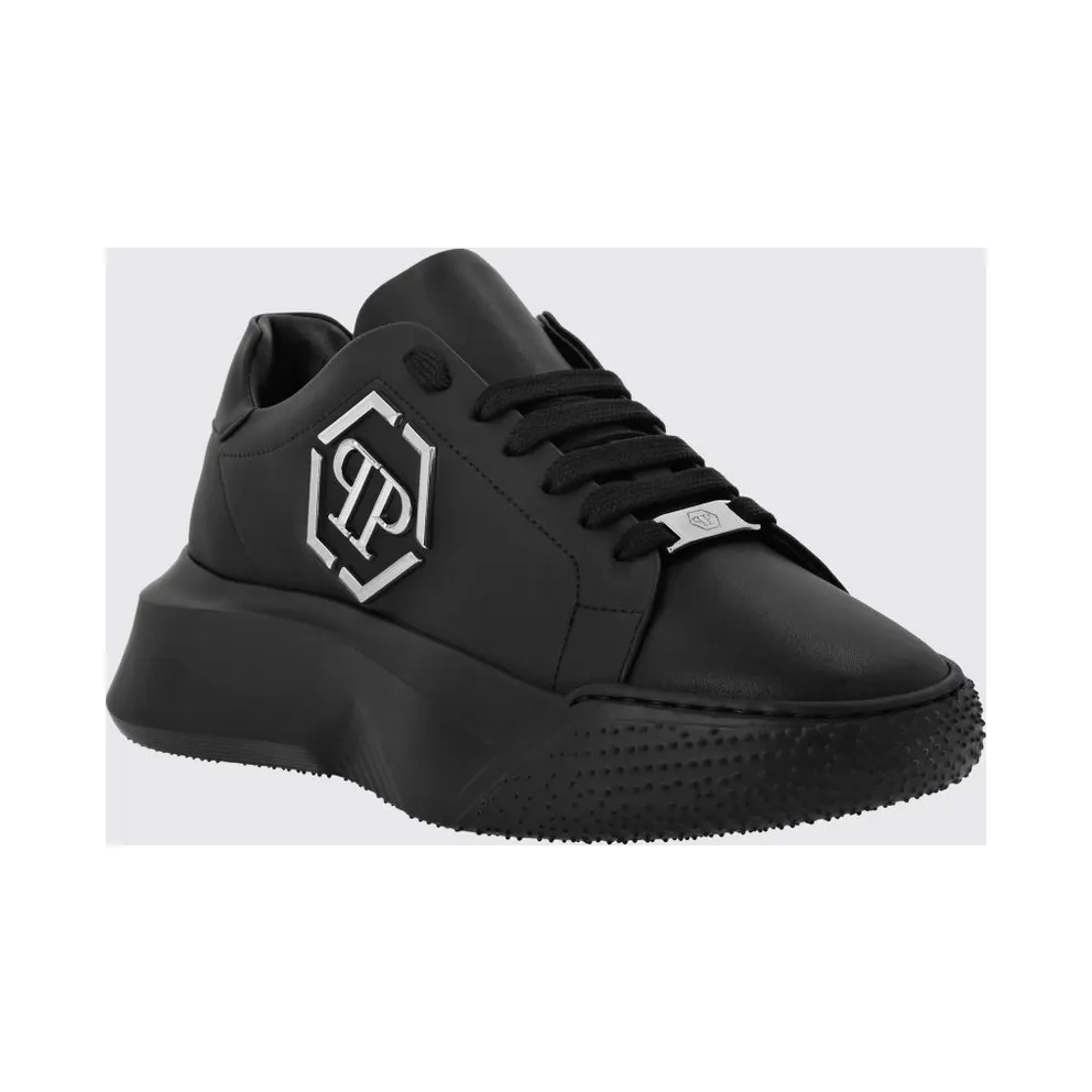 Philipp plein Smooth Leather Low-Top Sneakers with Monogram and Hexagon Logo Black 1 (UABSUSC0348PLE075N0202)